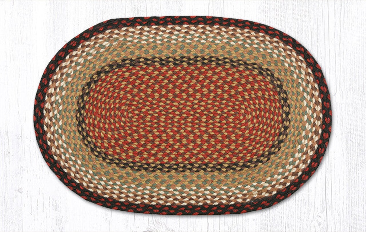 Earth Rugs C-19 Burgundy / Mustard Oval Braided Rug 20" x 30"